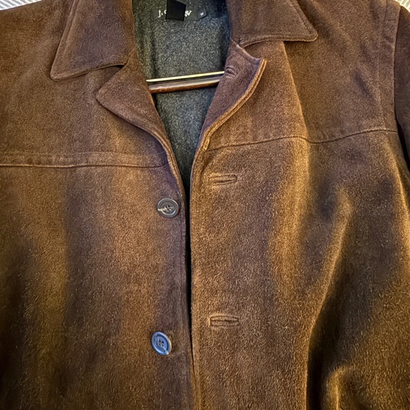 J CREW Men's Chocolate Suede Car Coat with Quilted Lining - Picture 3 of 10